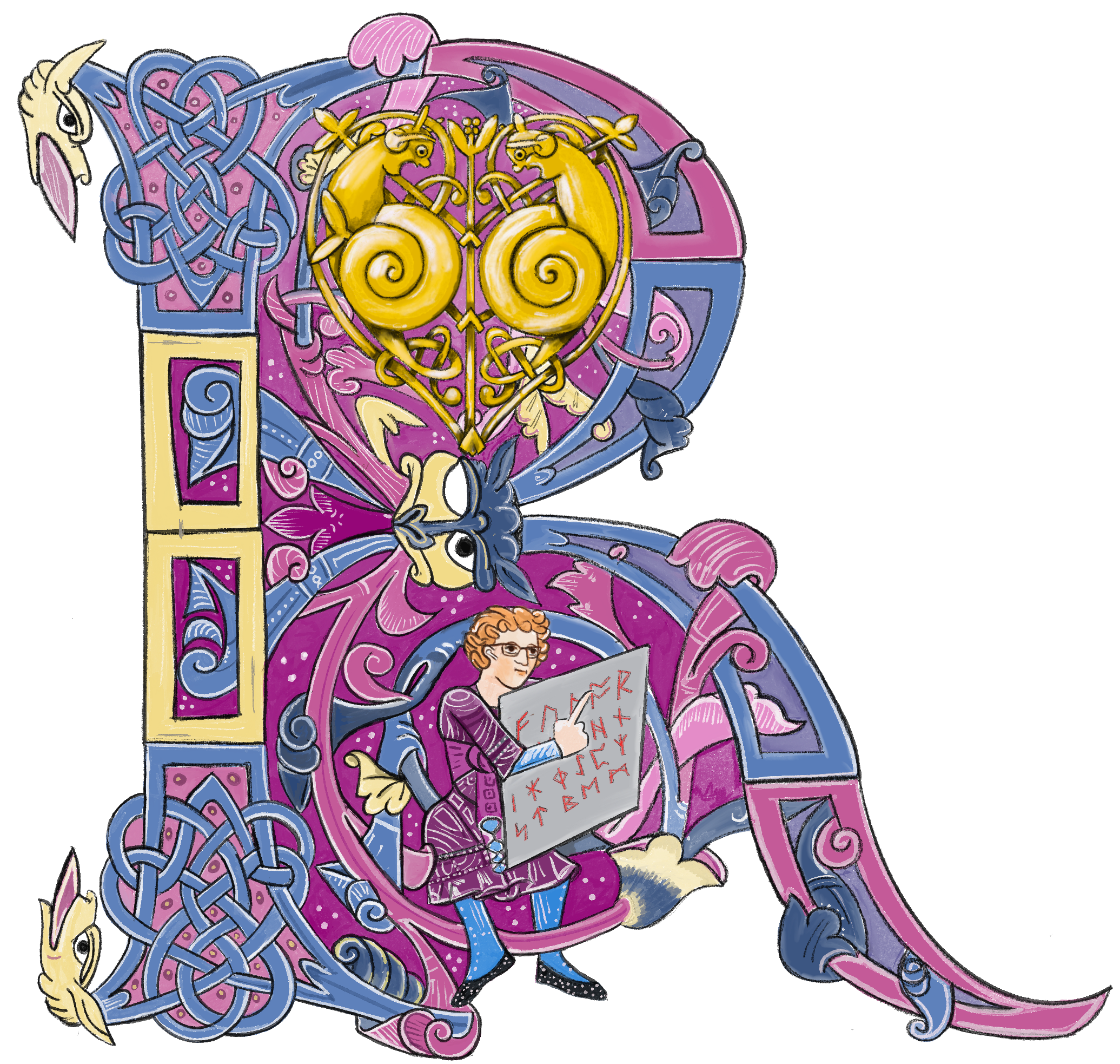 Illuminated letter R